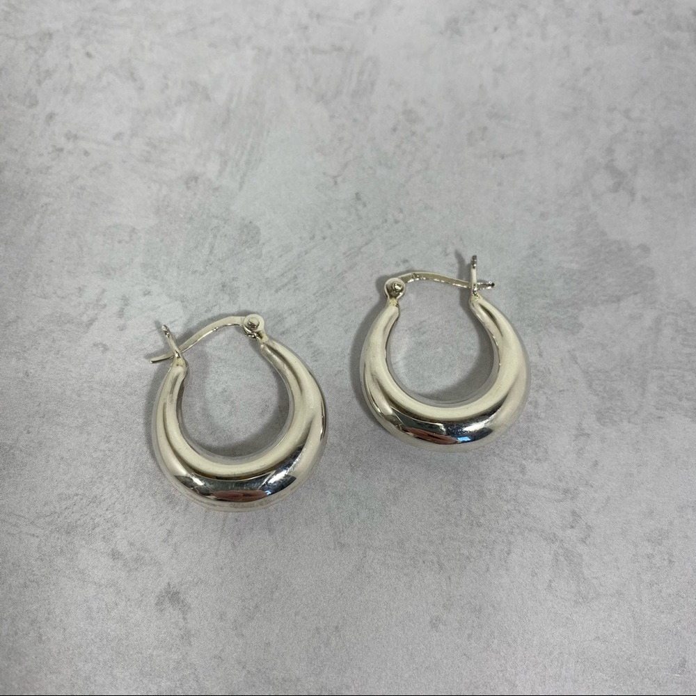 Sterling Silver Plain Hoop Huggie .925 Earrings